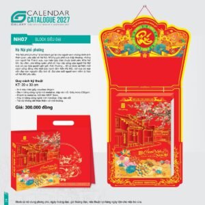 Lịch Bloc Siêu Đại 2027 NH Mẫu NH07 (20 x 30cm) Xưởng In Ép Kim Nhũ Vàng Tận Gốc in logo doanh nghiệp quà tặng Tết tại Xưởng Quà Tặng Quang Vũ
