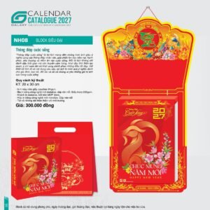 Lịch Bloc Siêu Đại 2027 NH Mẫu NH08 (20 x 30cm) Xưởng In Ép Kim Nhũ Vàng Tận Gốc in logo doanh nghiệp quà tặng Tết tại Xưởng Quà Tặng Quang Vũ
