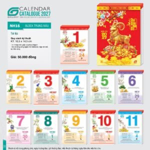 Lịch Bìa Treo 2027 NH Mẫu NH1617 (29 x 41 cm) Xưởng In Ép Kim Nhũ Vàng Tận Gốc in logo doanh nghiệp quà tặng Tết tại Xưởng Quà Tặng Quang Vũ