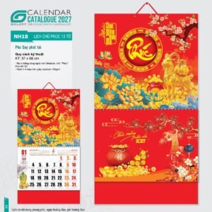 Lịch Bìa Treo 2027 NH Mẫu NH1819 (37 x 68cm) Xưởng In Ép Kim Nhũ Vàng Tận Gốc in logo doanh nghiệp quà tặng Tết tại Xưởng Quà Tặng Quang Vũ
