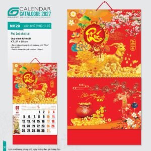Lịch Bìa Treo 2027 NH Mẫu NH2021 (37 x 68cm) Xưởng In Ép Kim Nhũ Vàng Tận Gốc in logo doanh nghiệp quà tặng Tết tại Xưởng Quà Tặng Quang Vũ