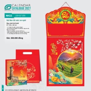 Lịch 52 Tuần 2027 NH Mẫu NH22 (30 x 40cm) Xưởng In Ép Kim Nhũ Vàng Tận Gốc in logo doanh nghiệp quà tặng Tết tại Xưởng Quà Tặng Quang Vũ