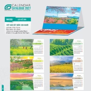 Lịch Để Bàn 2027 NH Mẫu NH5051 (24 x 16cm) Xưởng In Ép Kim Nhũ Vàng Tận Gốc in logo doanh nghiệp quà tặng Tết tại Xưởng Quà Tặng Quang Vũ