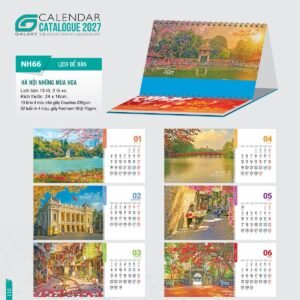 Lịch Để Bàn 2027 NH Mẫu NH66 (24 x 16cm) Xưởng In Ép Kim Nhũ Vàng Tận Gốc in logo doanh nghiệp quà tặng Tết tại Xưởng Quà Tặng Quang Vũ