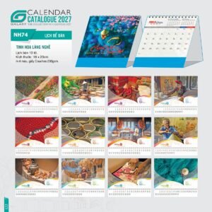 Lịch Để Bàn 2027 NH Mẫu NH74 (18 x 20cm) Xưởng In Ép Kim Nhũ Vàng Tận Gốc in logo doanh nghiệp quà tặng Tết tại Xưởng Quà Tặng Quang Vũ