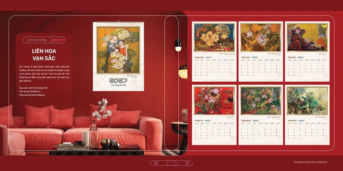 Lịch Bloc Cao Cấp SH 2027 SH20 Xưởng In Ép Kim Nhũ Vàng Tận Gốc