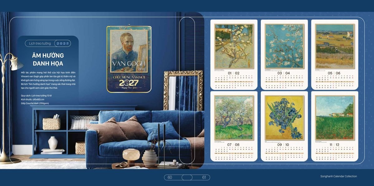 Lịch Bloc Cao Cấp SH 2027 SH25 Xưởng In Ép Kim Nhũ Vàng Tận Gốc
