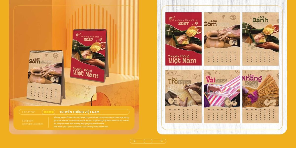 Lịch Bloc Cao Cấp SH 2027 SH28 Xưởng In Ép Kim Nhũ Vàng Tận Gốc