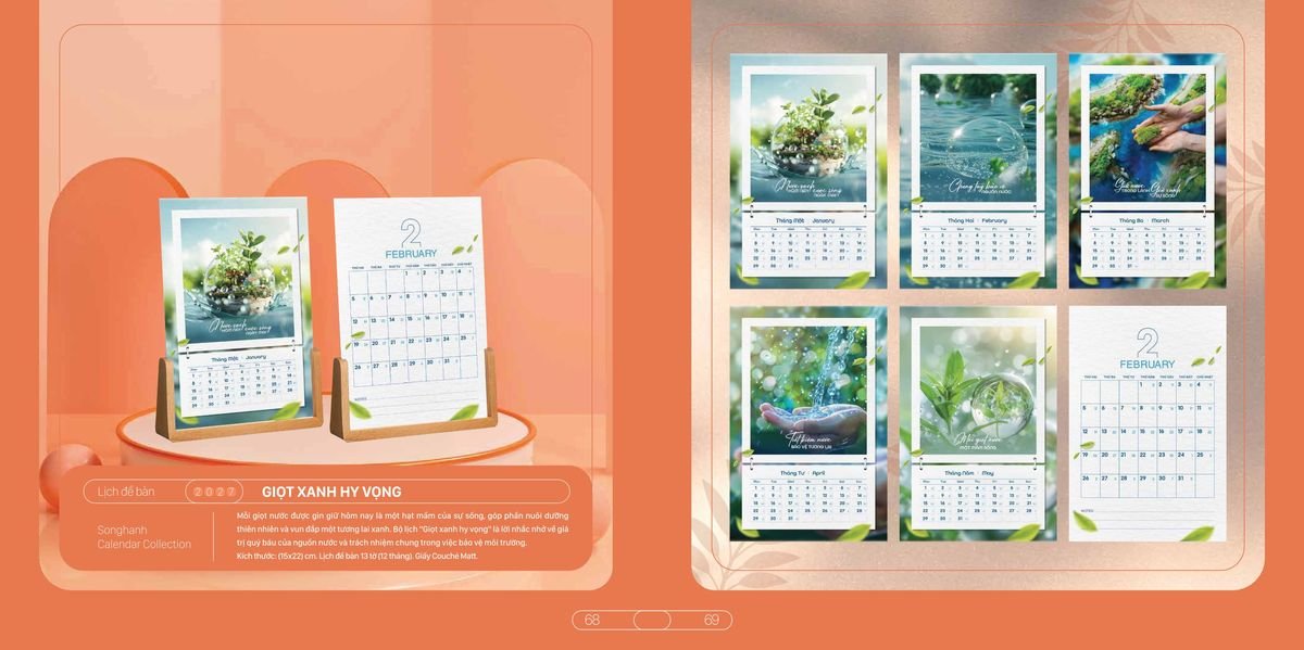 Lịch Bloc Cao Cấp SH 2027 SH29 Xưởng In Ép Kim Nhũ Vàng Tận Gốc