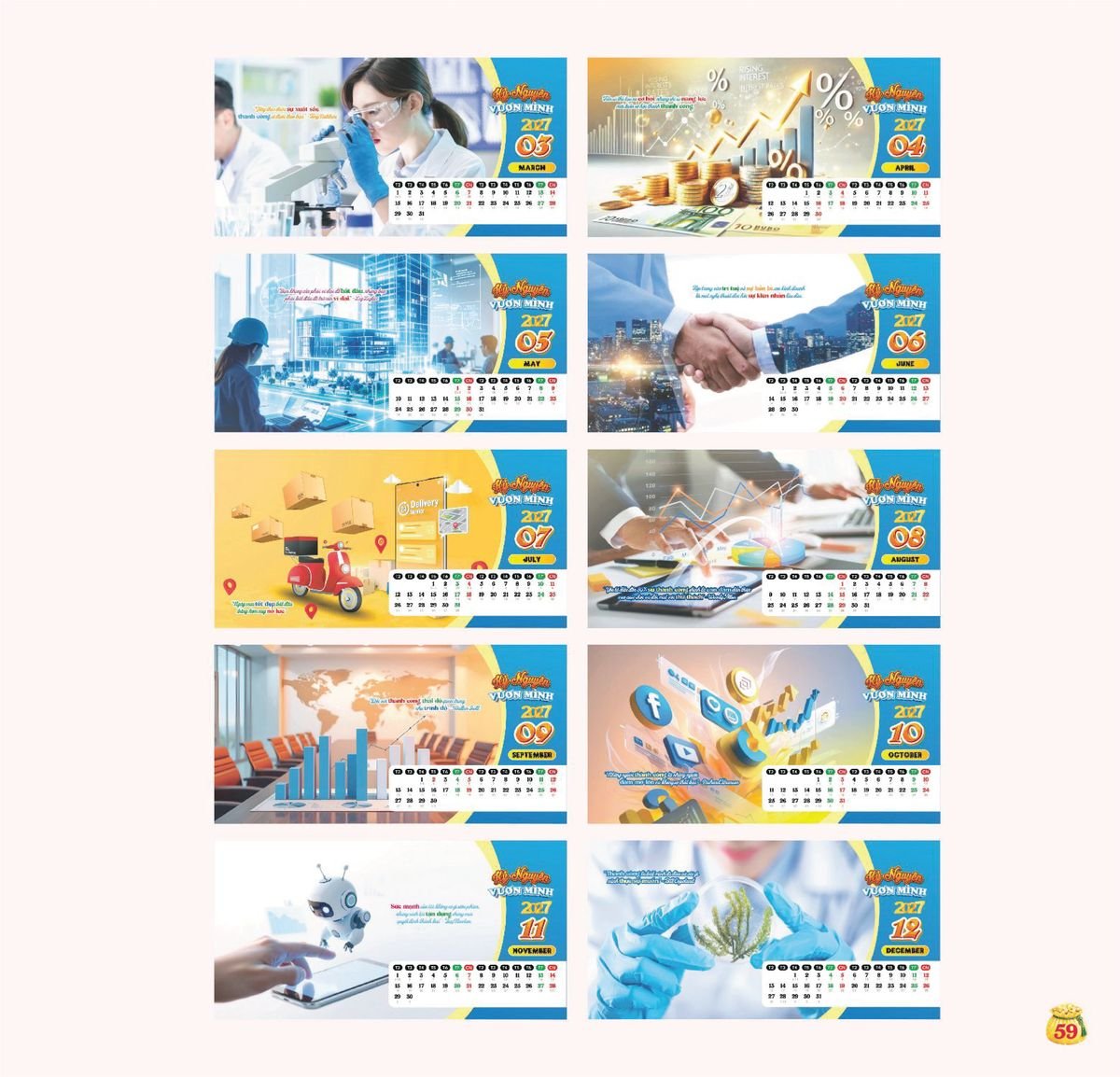 Lịch Bloc Siêu Cực Đại 2027 TDM57 Xưởng In Ép Kim Nhũ Vàng Tận Gốc