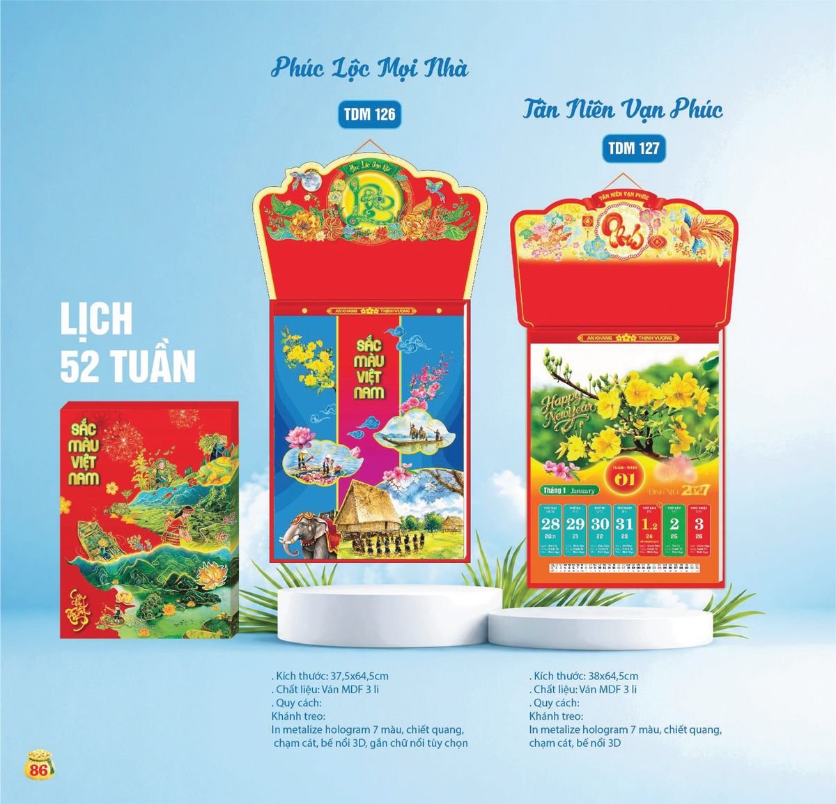 Lịch Bloc Siêu Cực Đại 2027 TDM83 Xưởng In Ép Kim Nhũ Vàng Tận Gốc