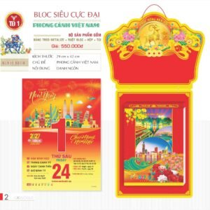 Lịch Bloc Siêu Cực Đại 2027 TD Mẫu TD1 (38 x 53 cm) Xưởng In Ép Kim Nhũ Vàng Tận Gốc in logo doanh nghiệp quà tặng Tết tại Xưởng Quà Tặng Quang Vũ