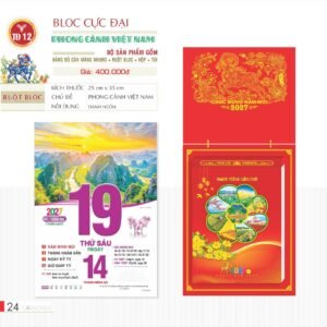 Lịch Bloc Cực Đại 2027 TD Mẫu TD12 (29 x 41 cm) Xưởng In Ép Kim Nhũ Vàng Tận Gốc in logo doanh nghiệp quà tặng Tết tại Xưởng Quà Tặng Quang Vũ