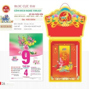 Lịch Bloc Cực Đại 2027 TD Mẫu TD13 (29 x 41 cm) Xưởng In Ép Kim Nhũ Vàng Tận Gốc in logo doanh nghiệp quà tặng Tết tại Xưởng Quà Tặng Quang Vũ