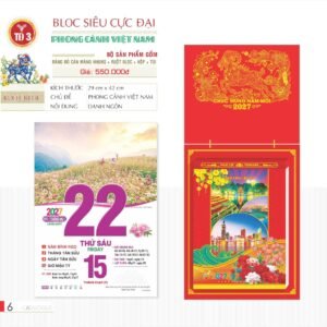 Lịch Bloc Siêu Cực Đại 2027 TD Mẫu TD3 (38 x 53 cm) Xưởng In Ép Kim Nhũ Vàng Tận Gốc in logo doanh nghiệp quà tặng Tết tại Xưởng Quà Tặng Quang Vũ