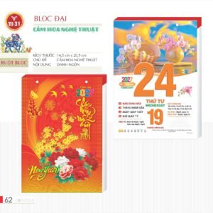 Lịch Bloc 2027 TD Mẫu TD31 (29 x 41 cm) Xưởng In Ép Kim Nhũ Vàng Tận Gốc in logo doanh nghiệp quà tặng Tết tại Xưởng Quà Tặng Quang Vũ
