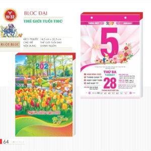 Lịch Bloc 2027 TD Mẫu TD32 (29 x 41 cm) Xưởng In Ép Kim Nhũ Vàng Tận Gốc in logo doanh nghiệp quà tặng Tết tại Xưởng Quà Tặng Quang Vũ