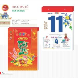 Lịch Bloc 2027 TD Mẫu TD33 (29 x 41 cm) Xưởng In Ép Kim Nhũ Vàng Tận Gốc in logo doanh nghiệp quà tặng Tết tại Xưởng Quà Tặng Quang Vũ