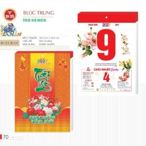 Lịch Bloc 2027 TD Mẫu TD35 (29 x 41 cm) Xưởng In Ép Kim Nhũ Vàng Tận Gốc in logo doanh nghiệp quà tặng Tết tại Xưởng Quà Tặng Quang Vũ