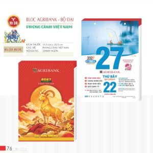 Lịch Bloc 2027 TD Mẫu TD38 (29 x 41 cm) Xưởng In Ép Kim Nhũ Vàng Tận Gốc in logo doanh nghiệp quà tặng Tết tại Xưởng Quà Tặng Quang Vũ