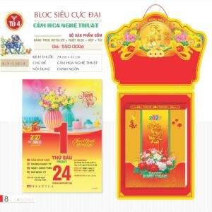 Lịch Bloc Siêu Cực Đại 2027 TD Mẫu TD4 (38 x 53 cm) Xưởng In Ép Kim Nhũ Vàng Tận Gốc in logo doanh nghiệp quà tặng Tết tại Xưởng Quà Tặng Quang Vũ