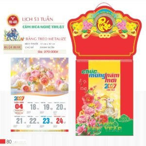 Lịch Treo Tường Lò Xo 2027 TD Mẫu TD40 (40 x 60 cm) Xưởng In Ép Kim Nhũ Vàng Tận Gốc in logo doanh nghiệp quà tặng Tết tại Xưởng Quà Tặng Quang Vũ