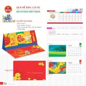Lịch Để Bàn 2027 TD Mẫu TD43 (14 x 24cm) Xưởng In Ép Kim Nhũ Vàng Tận Gốc in logo doanh nghiệp quà tặng Tết tại Xưởng Quà Tặng Quang Vũ