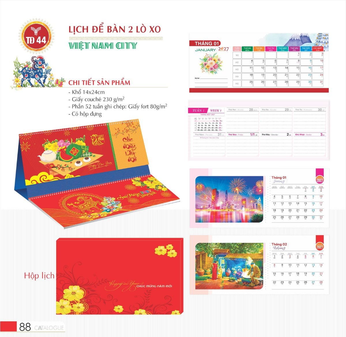 Lịch Để Bàn 2027 TD Mẫu TD44 (14 x 24cm) Xưởng In Ép Kim Nhũ Vàng Tận Gốc Lịch Để Bàn 2027 TD Mẫu TD44 (14 x 24cm) Xưởng In Ép Kim Nhũ Vàng Tận Gốc in logo doanh nghiệp quà tặng Tết tại Xưởng Quà Tặng Quang Vũ