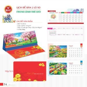 Lịch Để Bàn 2027 TD Mẫu TD47 (14 x 24cm) Xưởng In Ép Kim Nhũ Vàng Tận Gốc in logo doanh nghiệp quà tặng Tết tại Xưởng Quà Tặng Quang Vũ