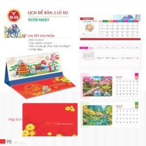 Lịch Để Bàn 2027 TD Mẫu TD49 (14 x 24cm) Xưởng In Ép Kim Nhũ Vàng Tận Gốc in logo doanh nghiệp quà tặng Tết tại Xưởng Quà Tặng Quang Vũ