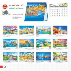Lịch Bàn Chữ A 2027 TD Mẫu TD56 (19 x 19cm) Xưởng In Ép Kim Nhũ Vàng Tận Gốc in logo doanh nghiệp quà tặng Tết tại Xưởng Quà Tặng Quang Vũ