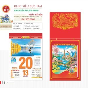 Lịch Bloc Siêu Cực Đại 2027 TD Mẫu TD9 (38 x 53 cm) Xưởng In Ép Kim Nhũ Vàng Tận Gốc in logo doanh nghiệp quà tặng Tết tại Xưởng Quà Tặng Quang Vũ
