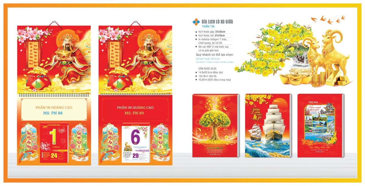 Bìa Lịch Treo Gắn Bloc TPNBIA07 Xưởng In Ép Kim Nhũ Vàng Tận Gốc