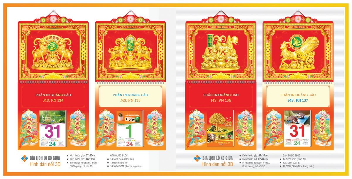 Bìa Lịch Treo Gắn Bloc TPNBIA21 Xưởng In Ép Kim Nhũ Vàng Tận Gốc