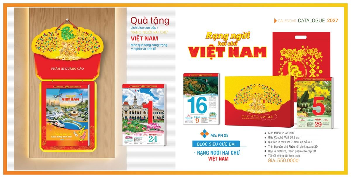 Lịch Bloc TPN 2027 TPNBLOC07 Xưởng In Ép Kim Nhũ Vàng Tận Gốc Lịch Bloc TPN 2027 TPNBLOC07 Xưởng In Ép Kim Nhũ Vàng Tận Gốc