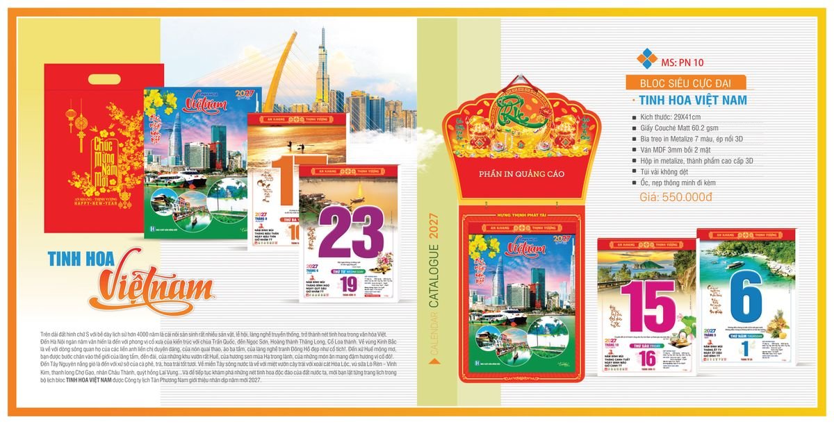 Lịch Bloc TPN 2027 TPNBLOC12 Xưởng In Ép Kim Nhũ Vàng Tận Gốc