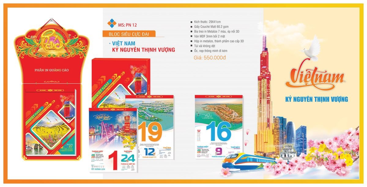 Lịch Bloc TPN 2027 TPNBLOC14 Xưởng In Ép Kim Nhũ Vàng Tận Gốc