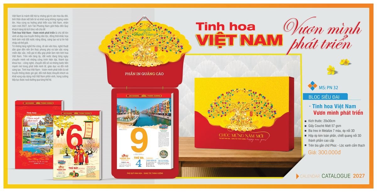Lịch Bloc TPN 2027 TPNBLOC37 Xưởng In Ép Kim Nhũ Vàng Tận Gốc