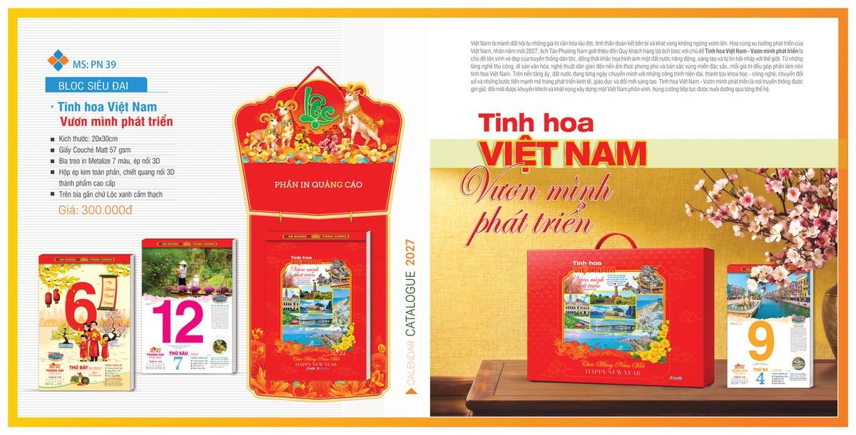 Lịch Bloc TPN 2027 TPNBLOC43 Xưởng In Ép Kim Nhũ Vàng Tận Gốc