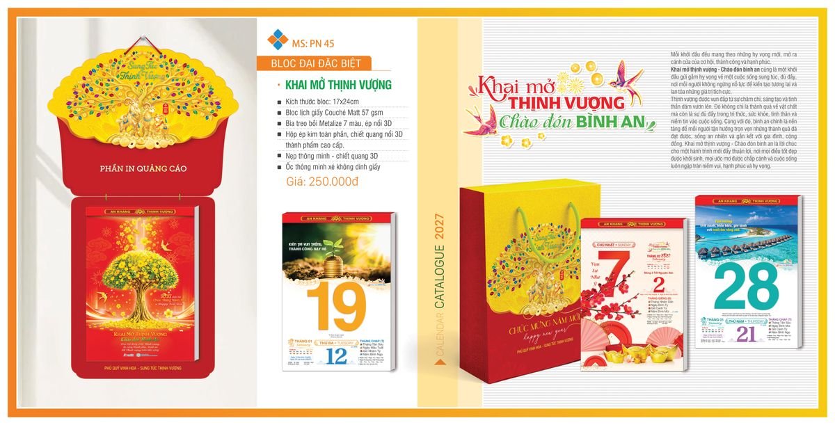 Lịch Bloc TPN 2027 TPNBLOC54 Xưởng In Ép Kim Nhũ Vàng Tận Gốc