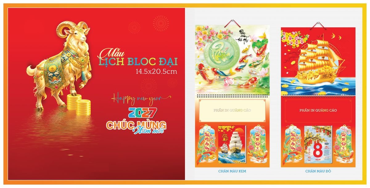 Lịch Bloc TPN 2027 TPNBLOC62 Xưởng In Ép Kim Nhũ Vàng Tận Gốc