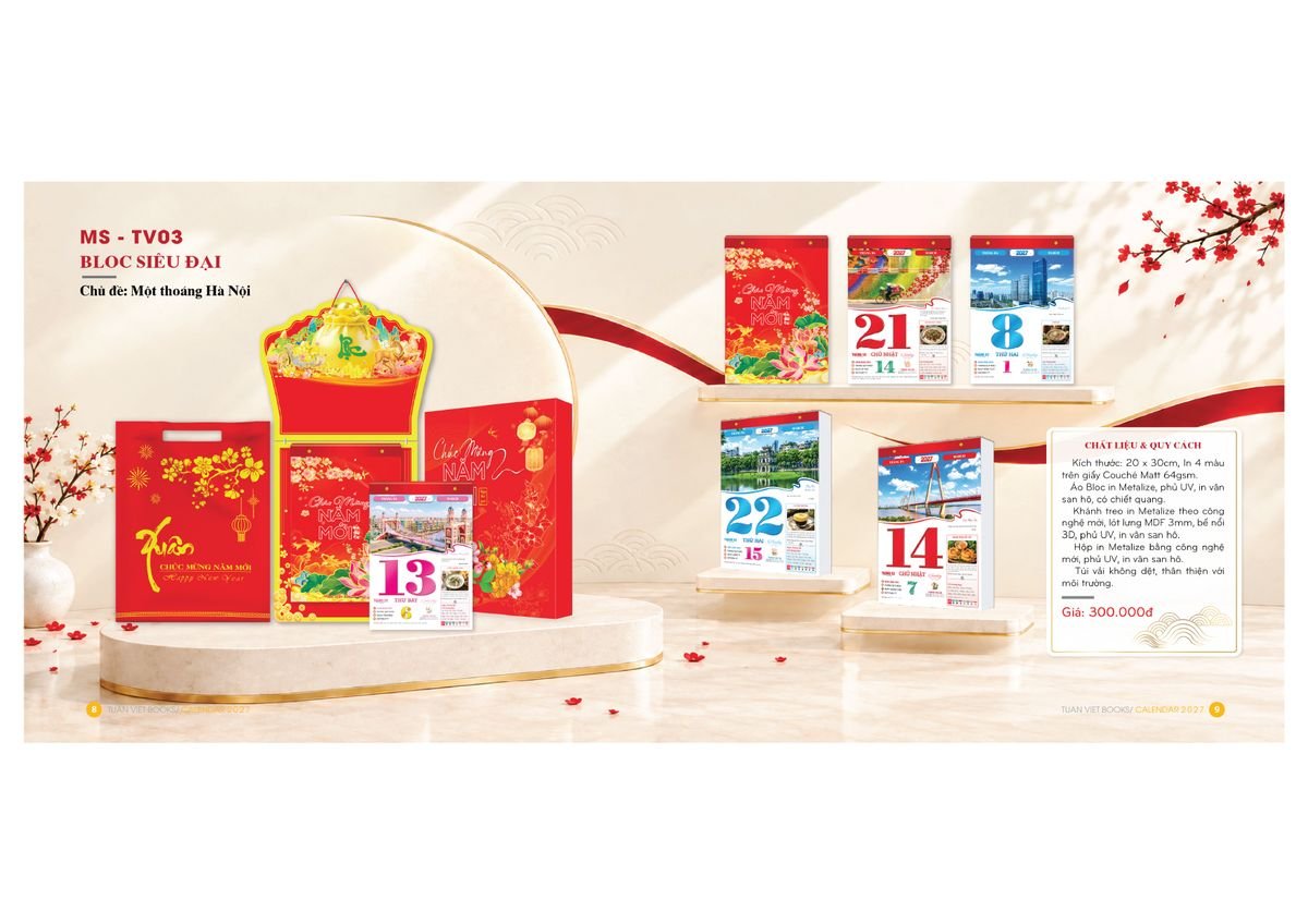 Lịch Bloc Cực Đại 2027 TV03 Xưởng In Ép Kim Nhũ Vàng Tận Gốc Lịch Bloc Cực Đại 2027 TV03 Xưởng In Ép Kim Nhũ Vàng Tận Gốc