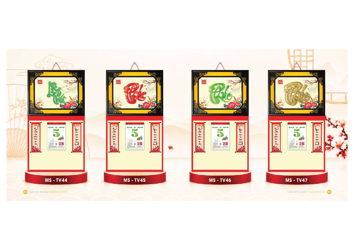 Lịch Bìa Treo Gắn Bloc 2027 TV23 Xưởng In Ép Kim Nhũ Vàng Tận Gốc