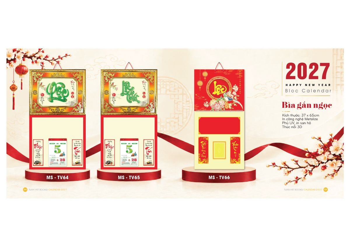 Lịch Để Bàn TV 2027 TV28 Xưởng In Ép Kim Nhũ Vàng Tận Gốc