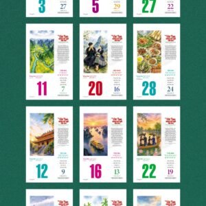 Lịch Bloc 2027 VHVN Mẫu VHVN-06 (29 x 41 cm) Xưởng In Ép Kim Nhũ Vàng Tận Gốc