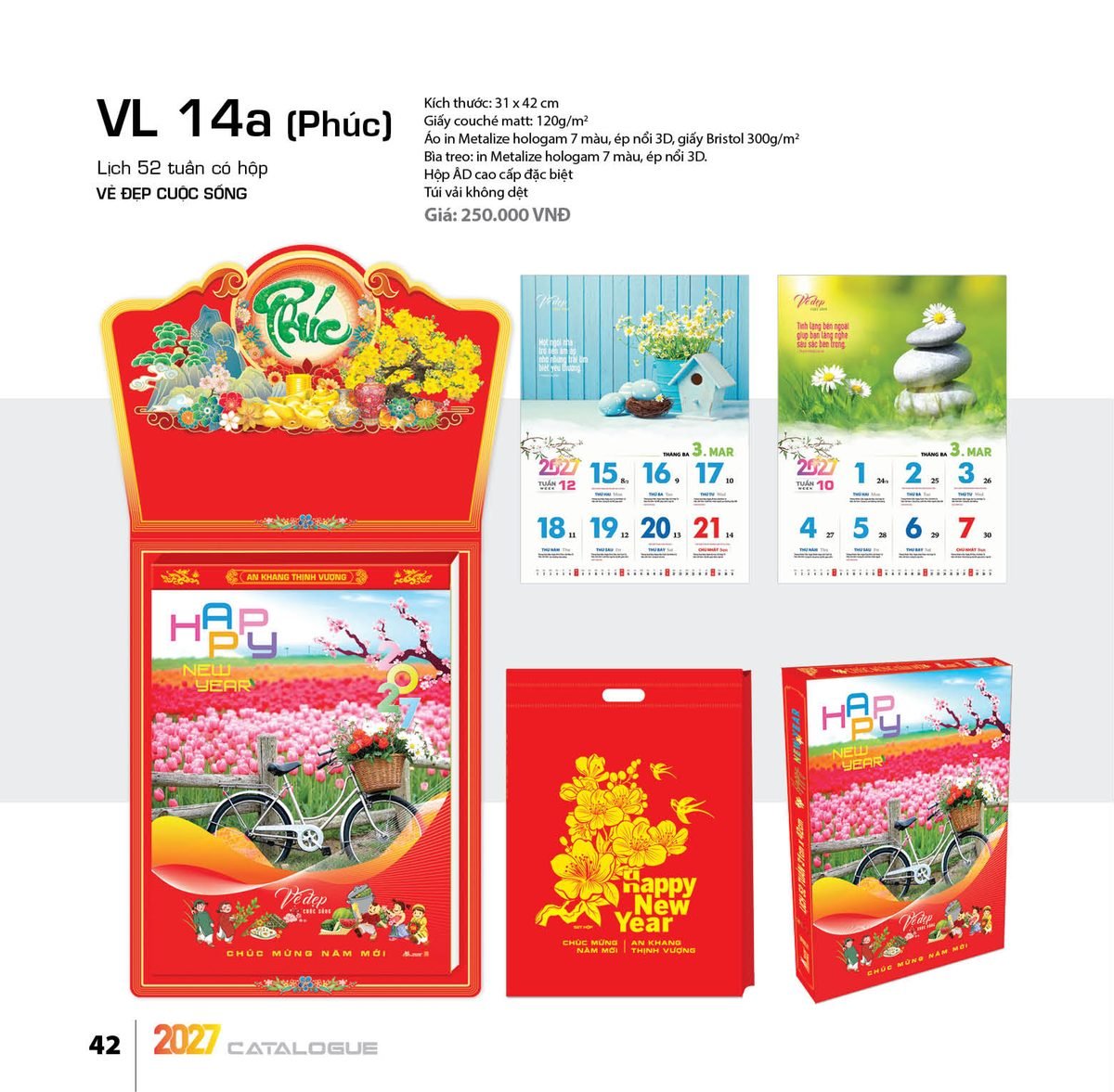 Lịch 52 Tuần 2027 VL Mẫu VL15 (31 x 42 cm) Xưởng In Ép Kim Nhũ Vàng Tận Gốc Lịch 52 Tuần 2027 VL Mẫu VL15 (31 x 42 cm) Xưởng In Ép Kim Nhũ Vàng Tận Gốc in logo doanh nghiệp quà tặng Tết tại Xưởng Quà Tặng Quang Vũ
