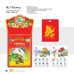 Lịch 52 Tuần 2027 VL Mẫu VLLB01 (31 x 42cm) Xưởng In Ép Kim Nhũ Vàng Tận Gốc in logo doanh nghiệp quà tặng Tết tại Xưởng Quà Tặng Quang Vũ