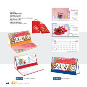 Lịch Bàn Chữ M (Có Note 52 Tuần) 2027 VL Mẫu VLLB09 (24 x 11cm) Xưởng In Ép Kim Nhũ Vàng Tận Gốc in logo doanh nghiệp quà tặng Tết tại Xưởng Quà Tặng Quang Vũ