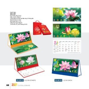 Lịch Bàn Chữ M (Có Note 52 Tuần) 2027 VL Mẫu VLLB13 (24 x 11cm) Xưởng In Ép Kim Nhũ Vàng Tận Gốc in logo doanh nghiệp quà tặng Tết tại Xưởng Quà Tặng Quang Vũ