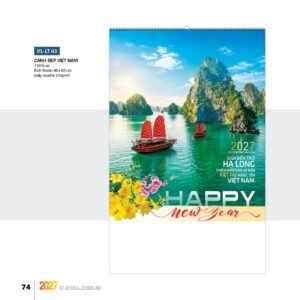 Lịch Bloc 2027 VL Mẫu VLLT03 - Cảnh Đẹp Việt Nam (40 x 63cm) Xưởng In Ép Kim Nhũ Vàng Tận Gốc in logo doanh nghiệp quà tặng Tết tại Xưởng Quà Tặng Quang Vũ
